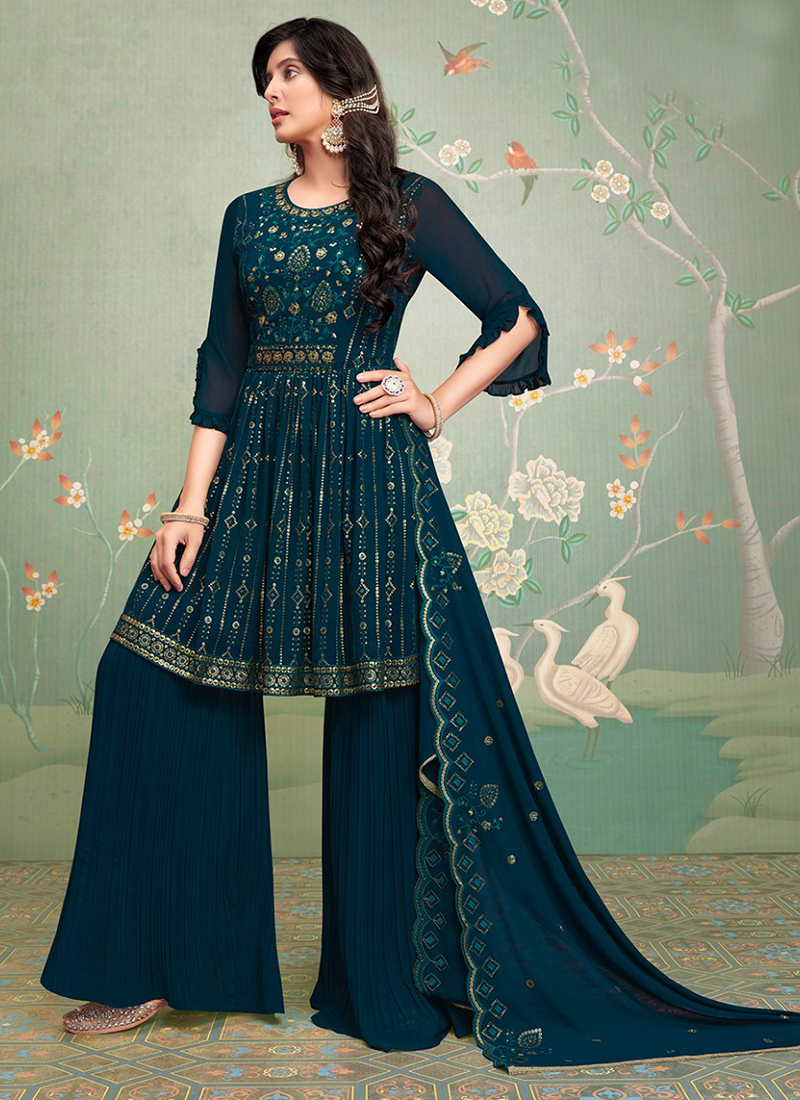 Selina Readymade Faux Georgette Sequins Work Salwar Suits Collection