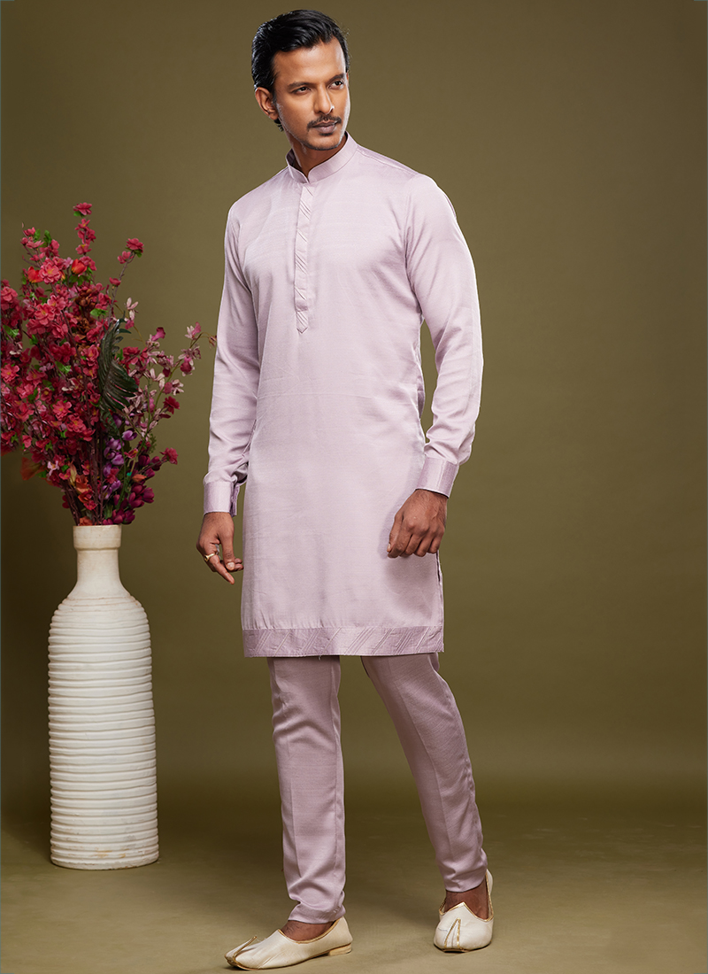 Buy Tradional Wear Onion Thread Work Art Banarasi Silk Kurta Pajama