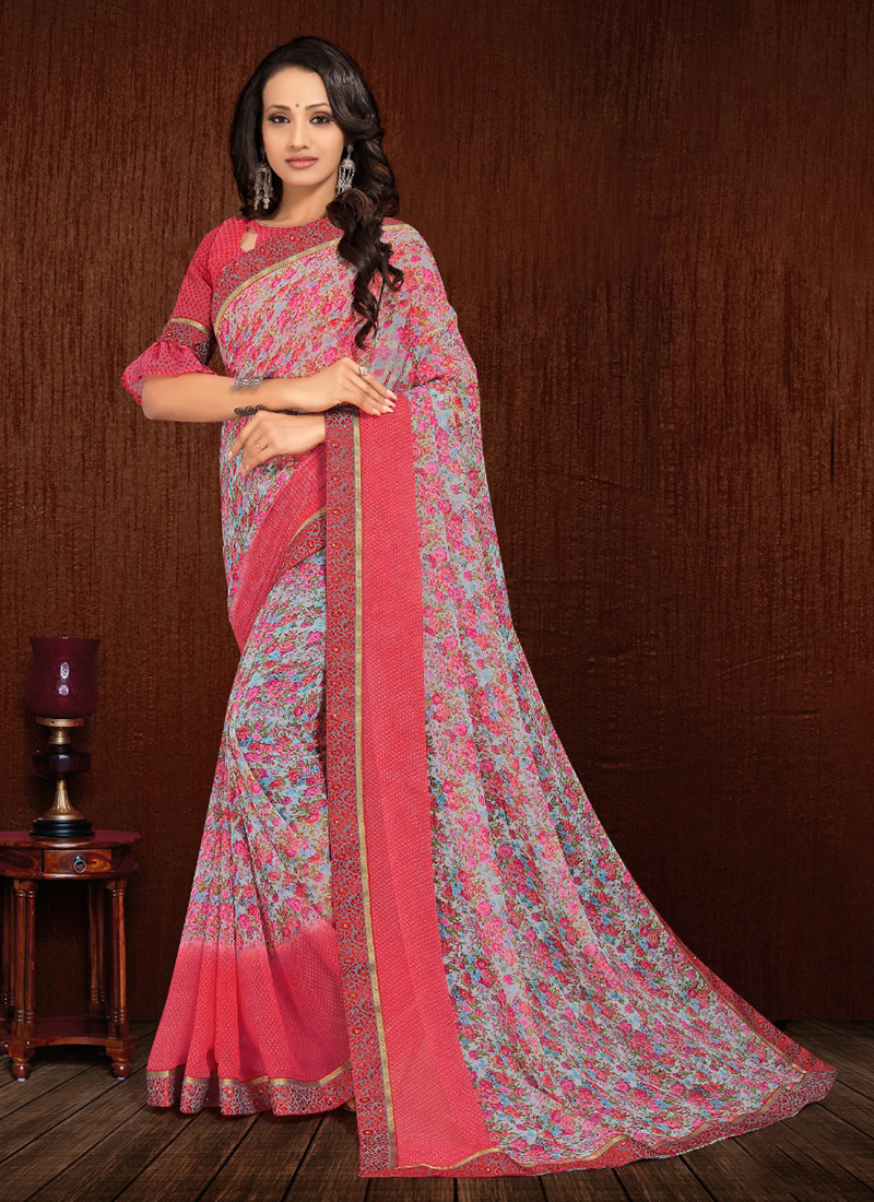 Daily Wear New Fancy Printed Georgette Sarees Collection Catalog