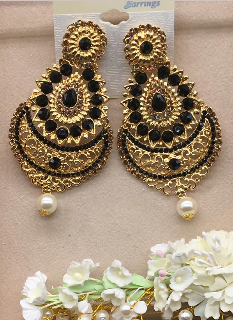 Buy Hot Black New Design Party Wear Long Earrings Online Collection Online  From Surat Wholesale Shop