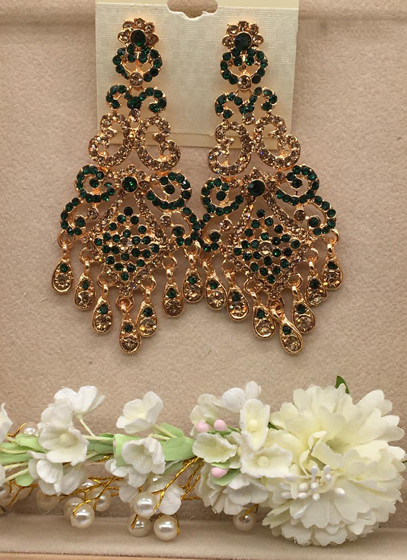 Mint Green Colour Heavy Jhumka Bali for Saree | FashionCrab.com