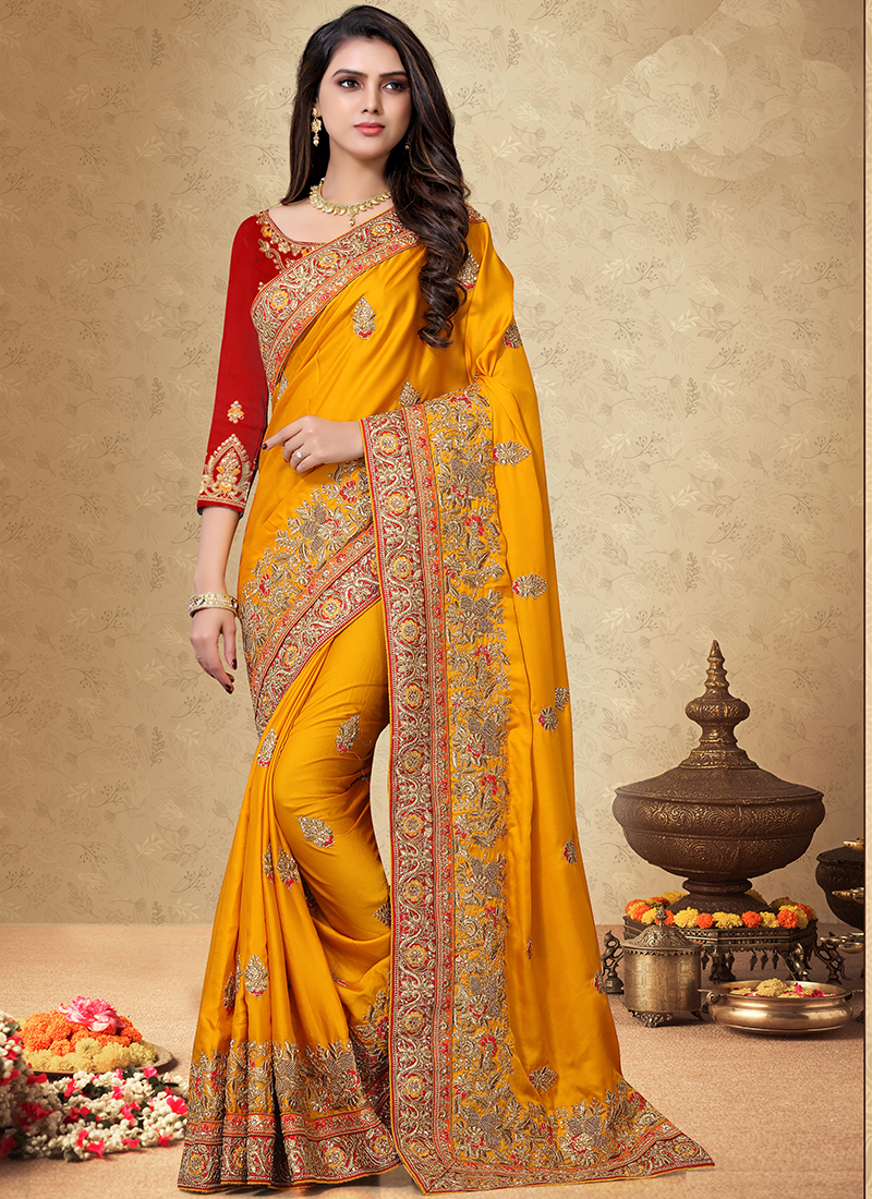 Red Embroidered Sarees: Buy Latest Designs Online | Utsav Fashion