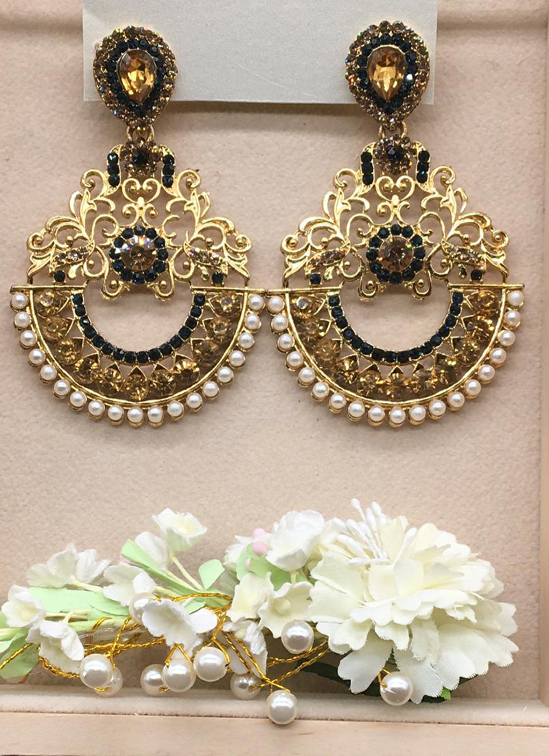 Buy Party Wear Online Shopping New Designer Chandbali Earrings Online From  Surat Wholesale Shop.