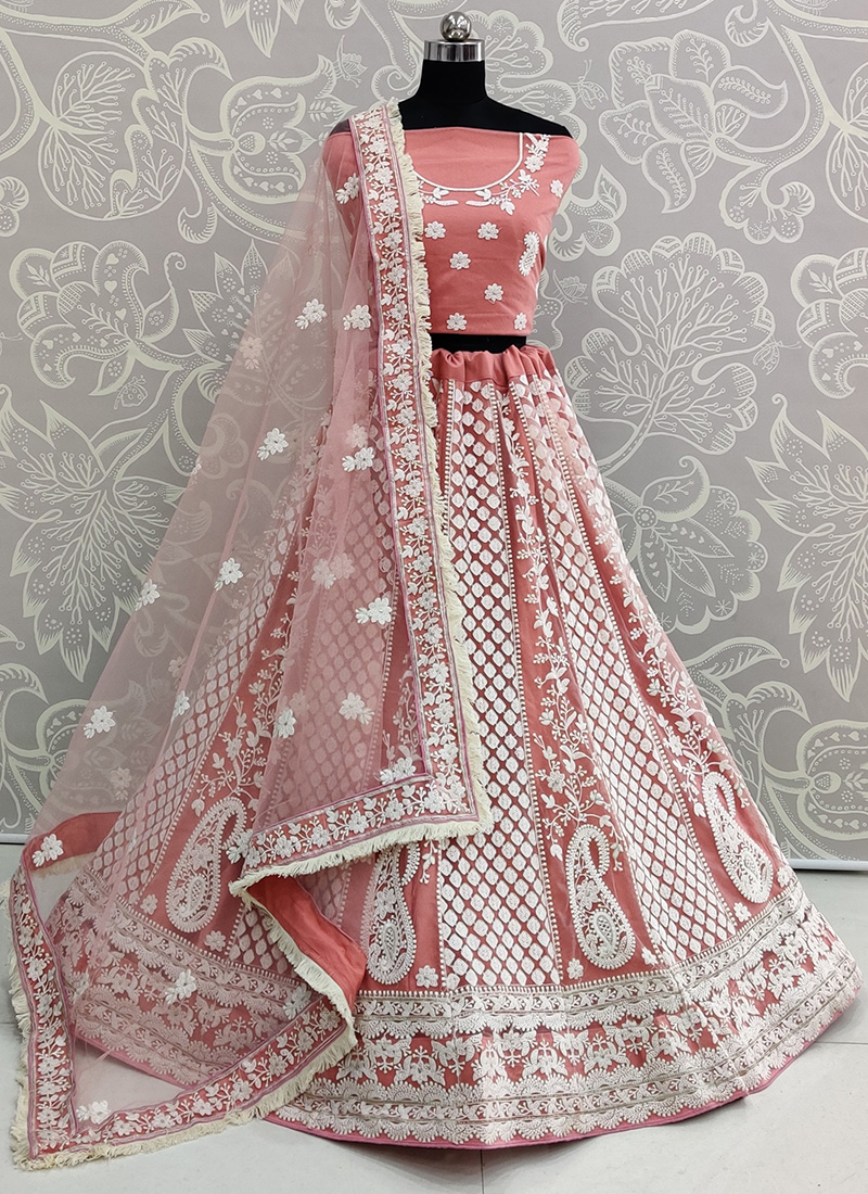 Pale Peach with Baby Pink Color Lehenga | Pink bridal lehenga, Indian bridal  dress, Indian bridal lehenga