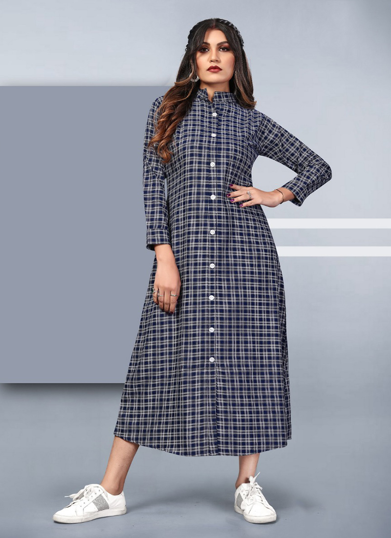 checked cotton kurtis
