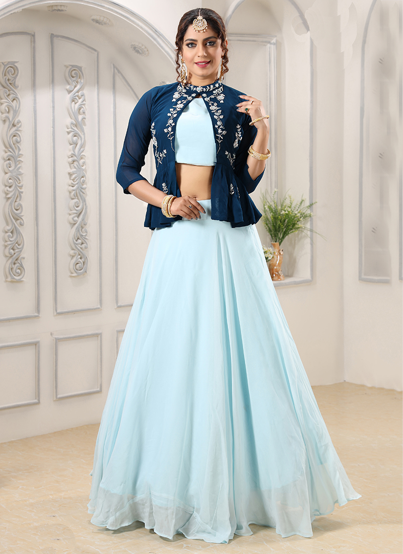 Stylish Look Readymade Butter Crepe New Designer Party Wear Crop Top With  Skirts Collection Catalog