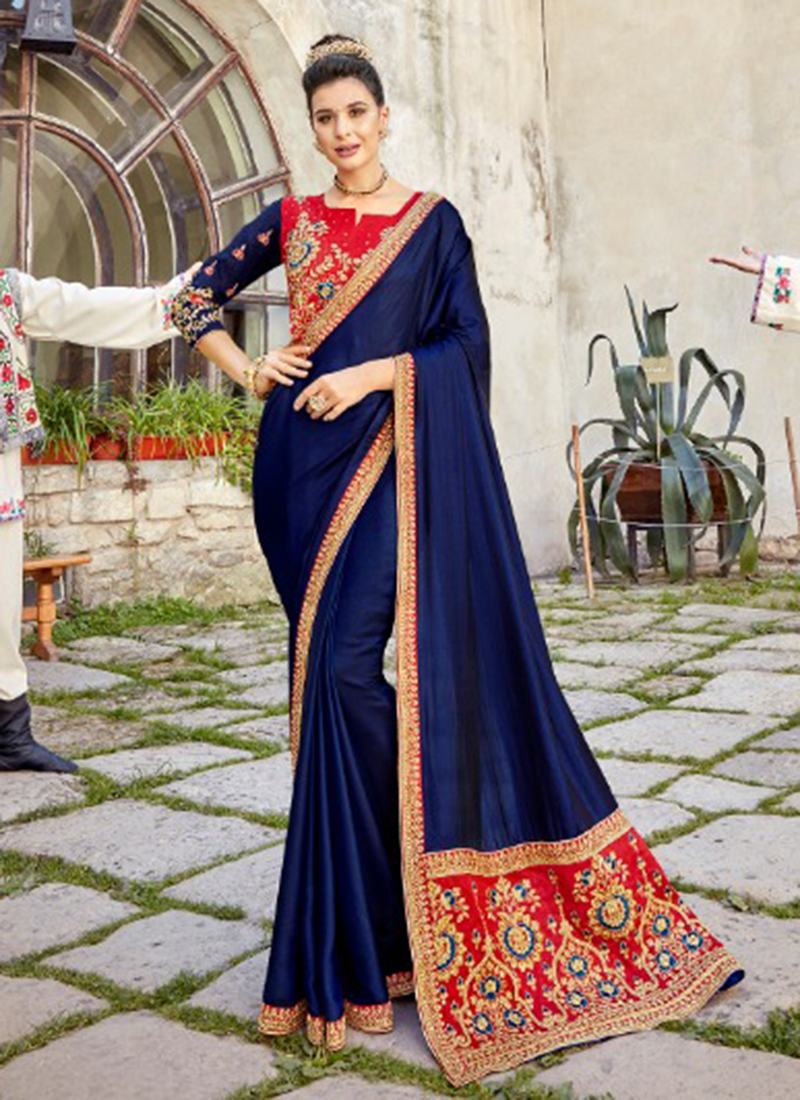 embroidered party wear sana silk saree