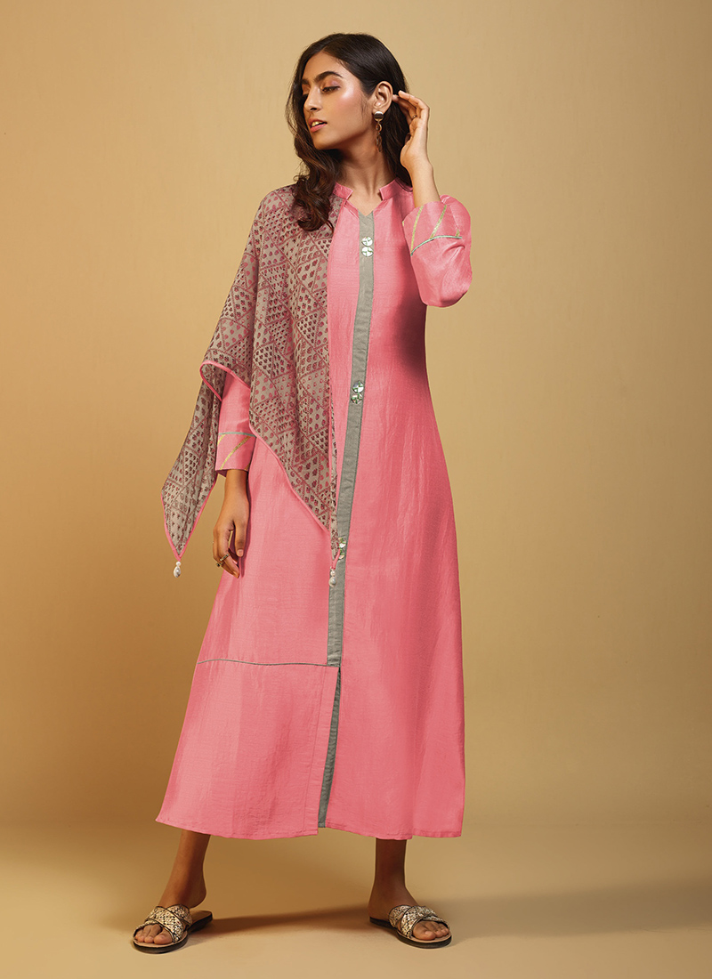 Tubby Silk New Designer Kurtis With Fancy Scarf Collection Catalog