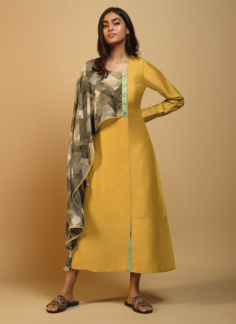 Tubby Silk New Designer Kurtis With Fancy Scarf Collection Catalog