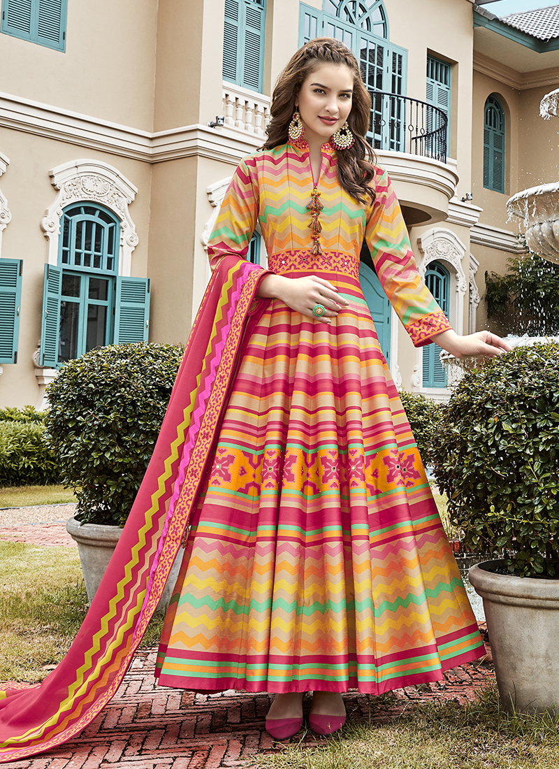 Plum Colour Double Layer Prachi Desai Style Gown  Shahi Fits