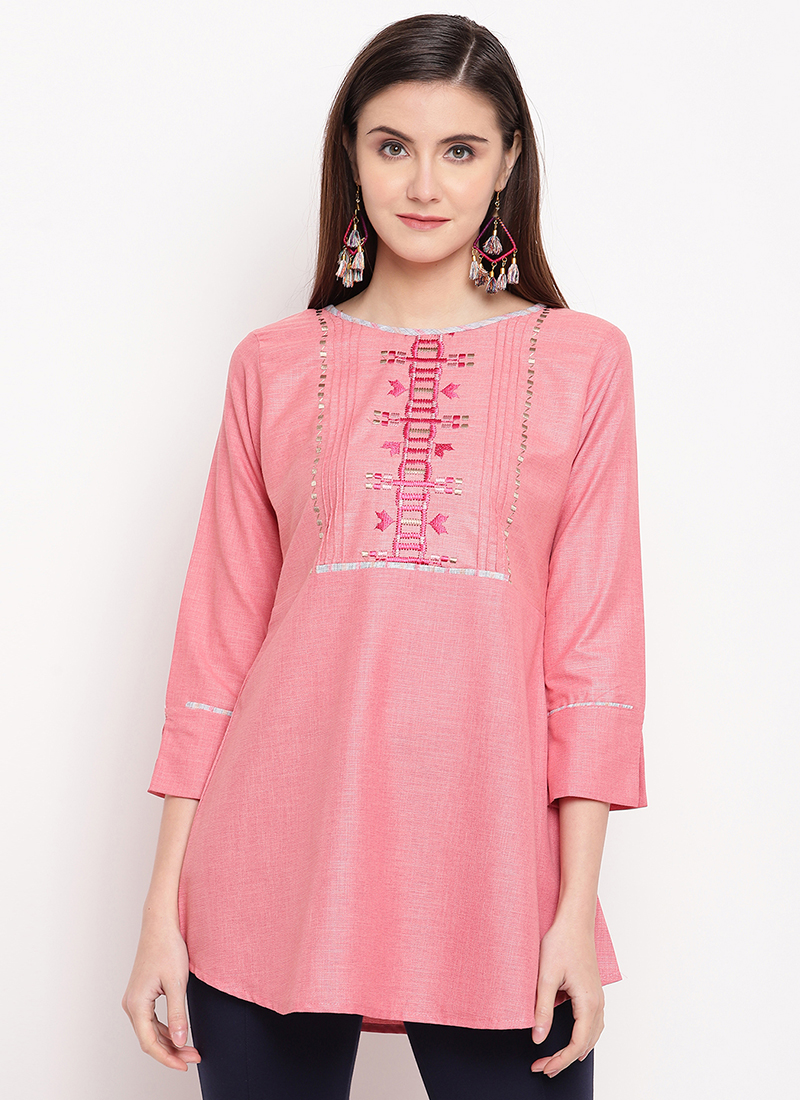 Office Wear Embroidery Work New Cotton Tops Collection Catalog