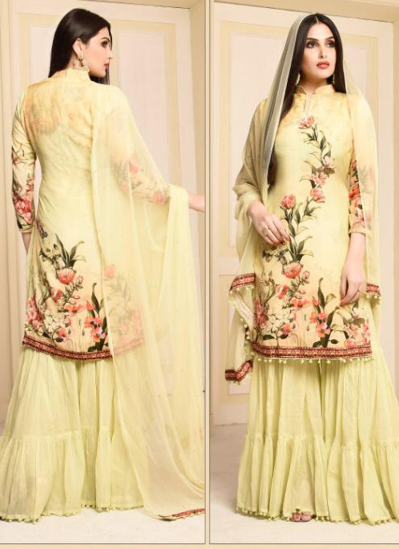 party wear cotton sharara suit