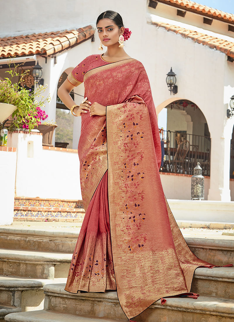 Bestseller | $36 - $48 - Hot Pink Silky Stone Work Saree and Hot Pink Silky Stone  Work Sari online shopping