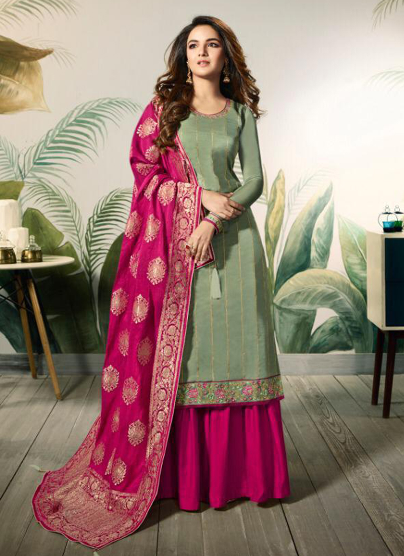 latest banarasi dupatta suit