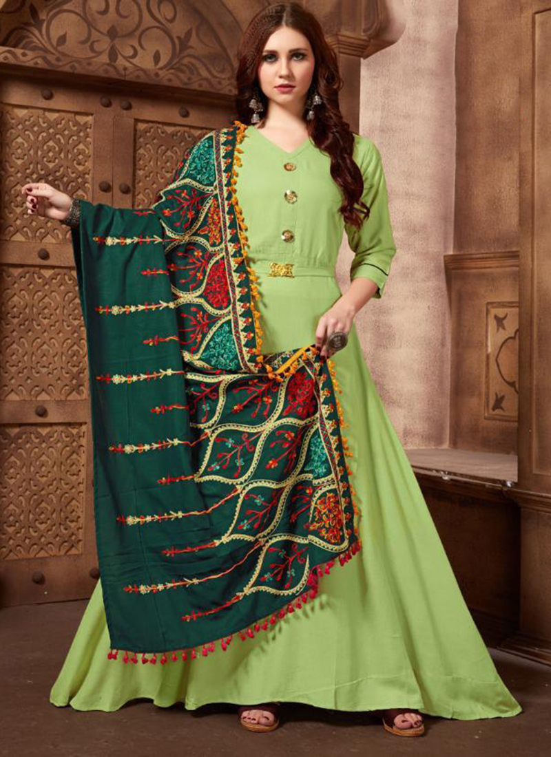 SHALINI BY DEE CEE BRAND  RAYON SCREEN PRINTED LONG GOWN STYLE KURTI WITH  STICHING PATTERN  WHOLESALER AND DEALER