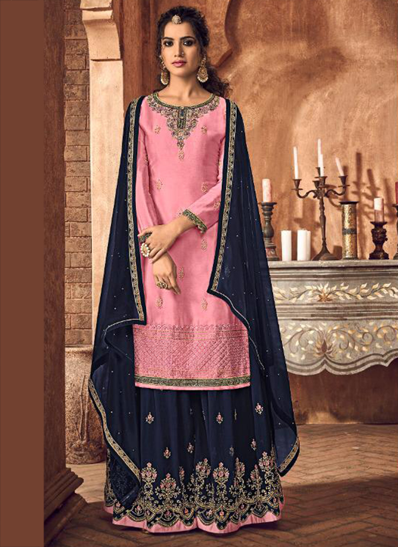 Taj Vol 2 Kesari Trendz Real Georgette Heavy Embroidery Work Sharara Suits Collection Catalog