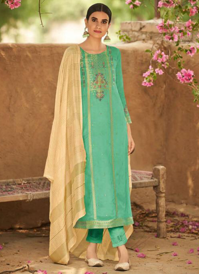 Bunai Ibiza Minakari Work Pure Silk Latest Designer Straight Salwar ...