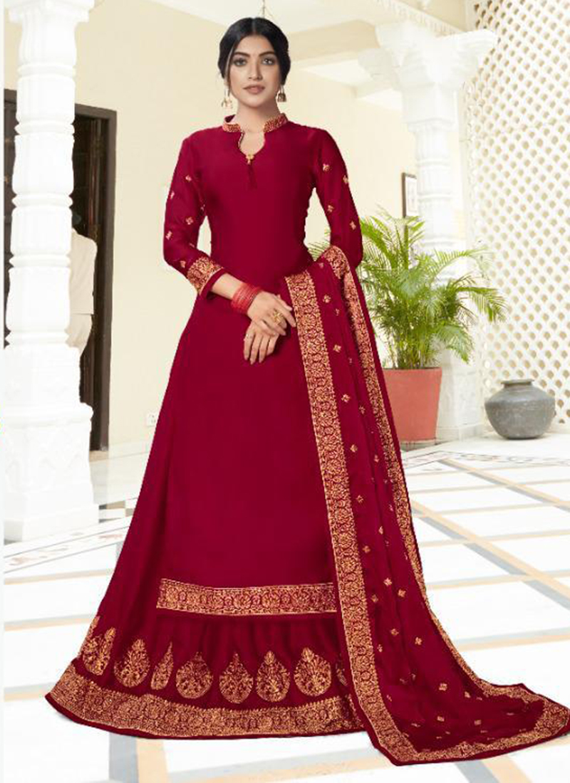 Suhagan RSF Karwa Chauth Special Heavy Work Georgette Satin Lehenga ...