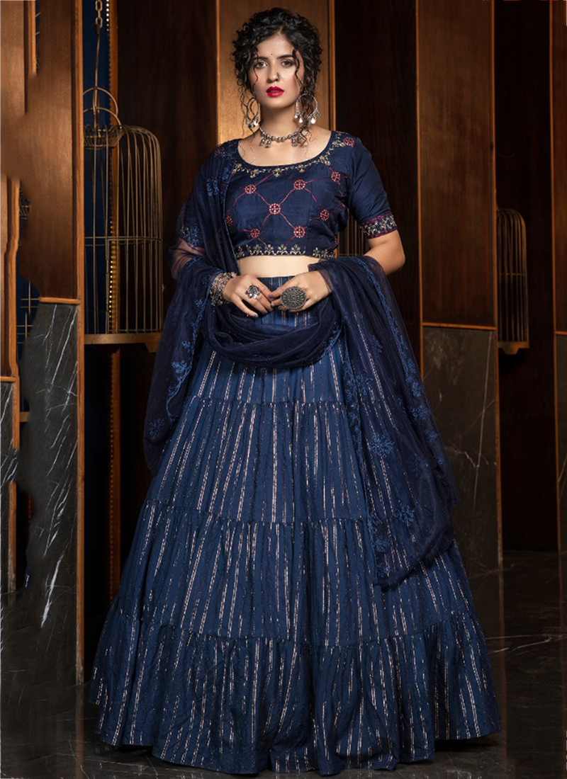 navy blue choli designs