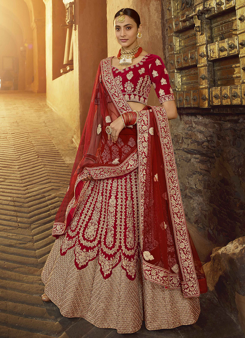 Buy Wedding Wear Rama Dori Work Velvet Lehenga Choli Online From Surat  Wholesale Shop.