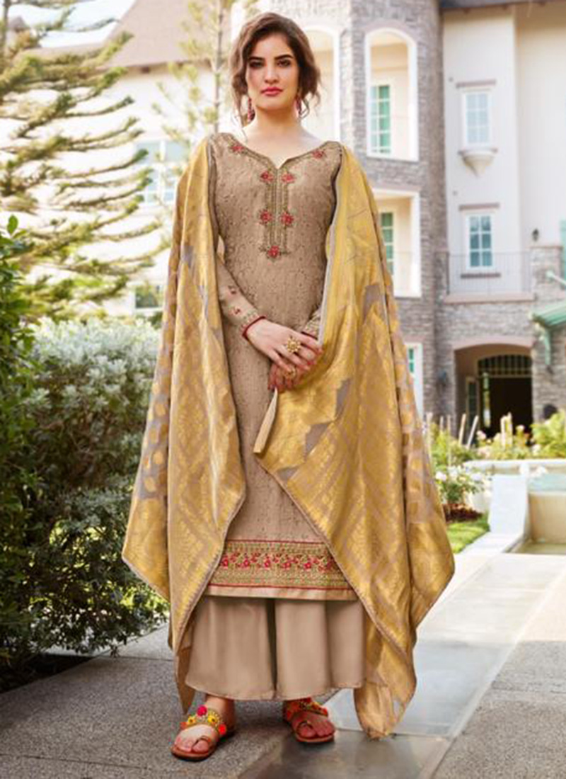 tussar silk designer suit