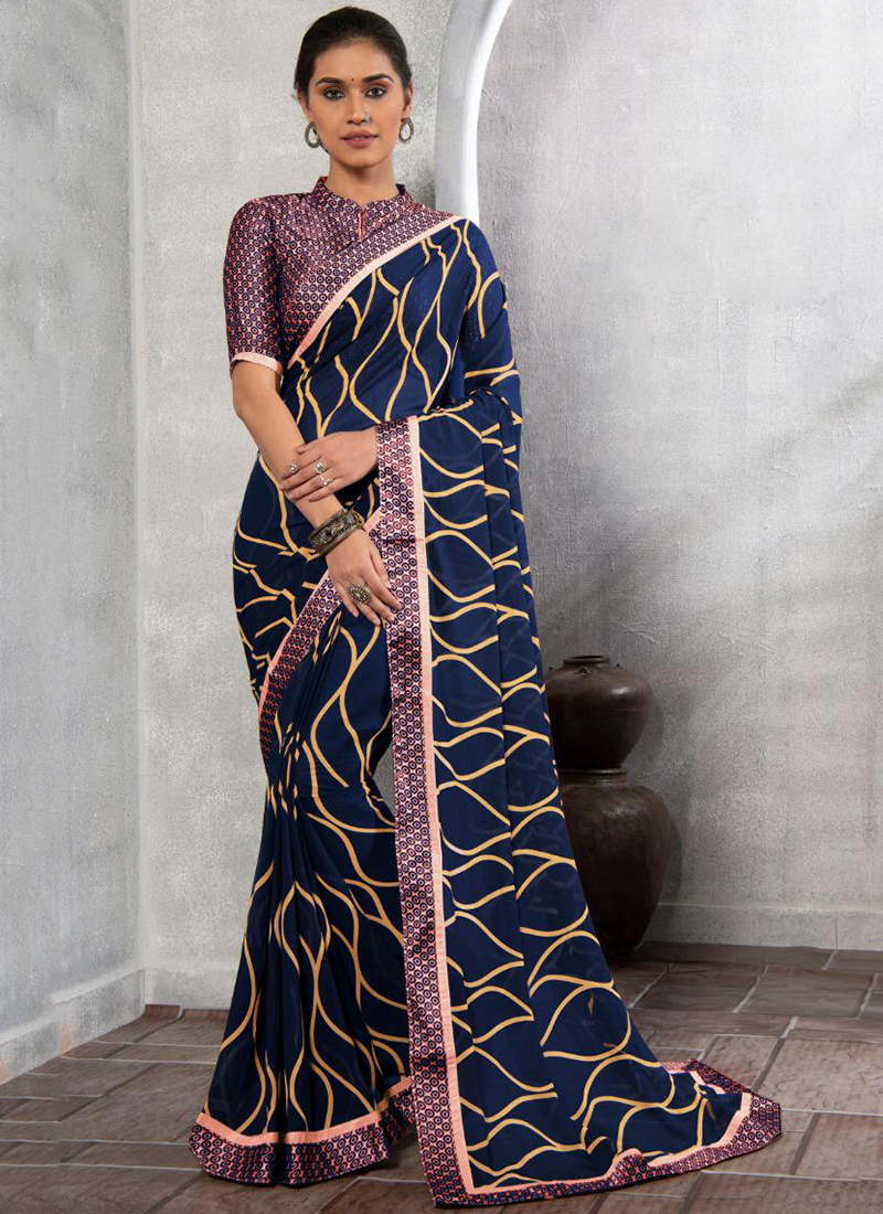 Regular Wear New Fancy Satin Border Work Weightless Sarees Collection ...