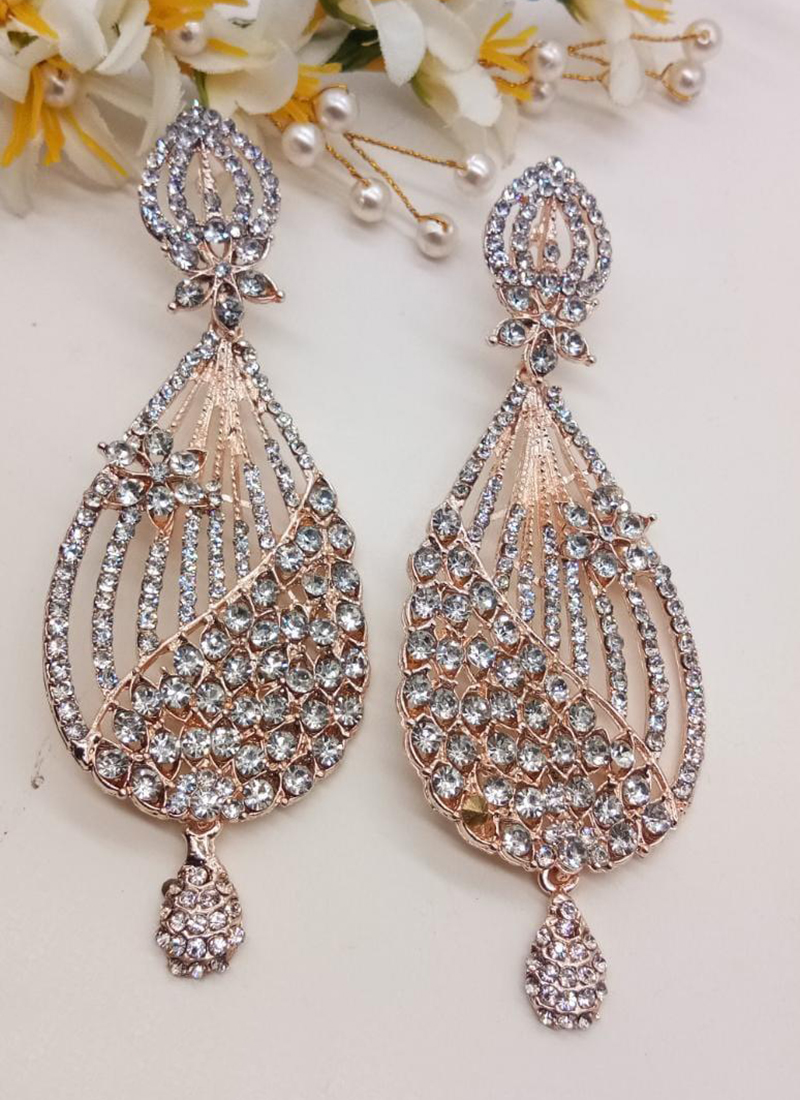Long Diamond Earrings  Forever Jewels India