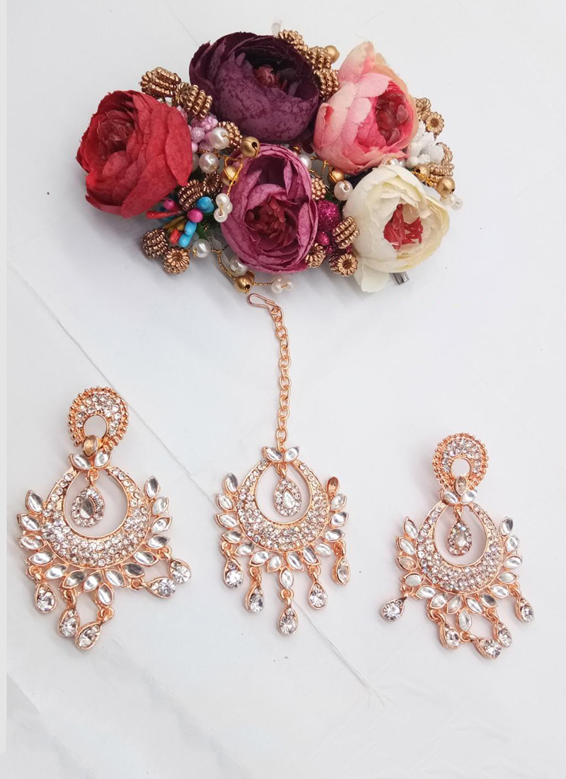 Earrings Tikka Set Fancy Style Party wear Maang Tikka Earring | The Gold  Store