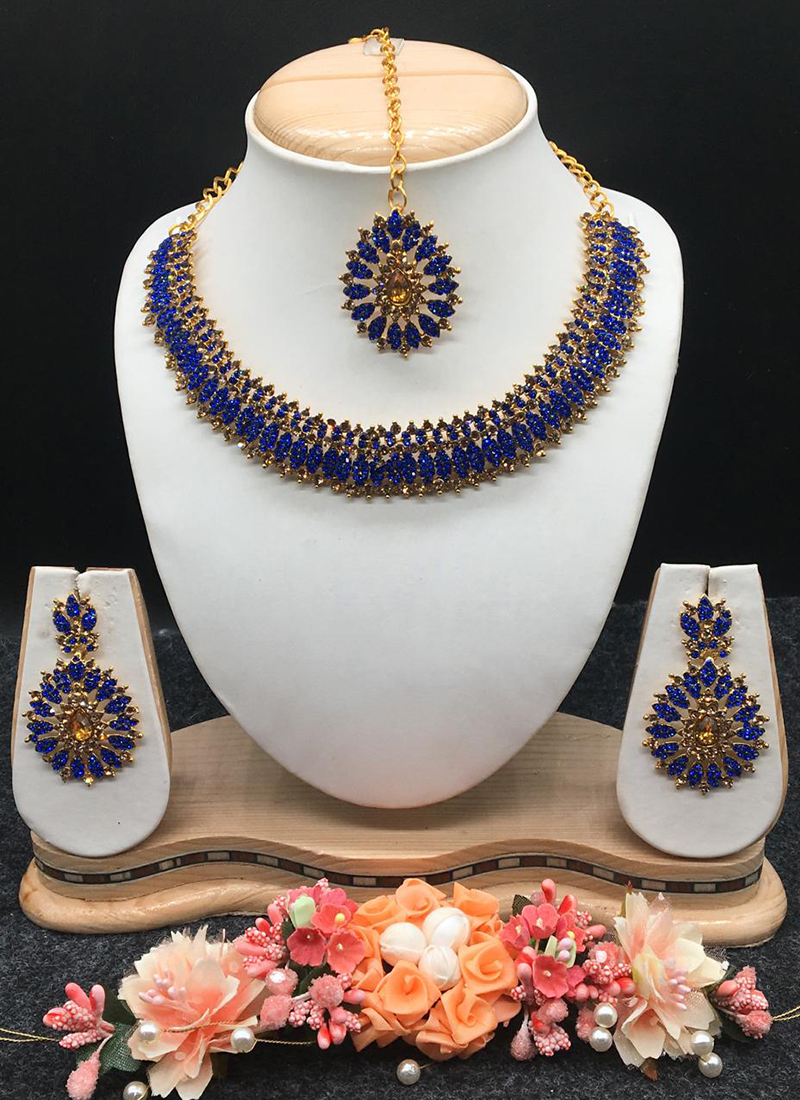 royal blue necklace set online