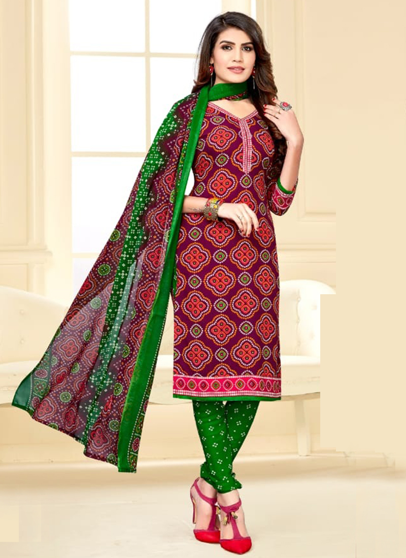 bandhani print churidar