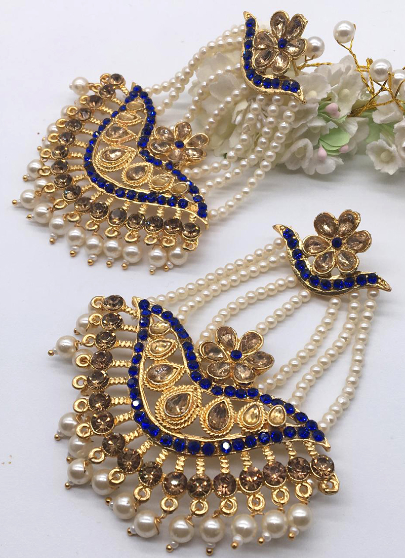 Sky blue maang tikka Clearance