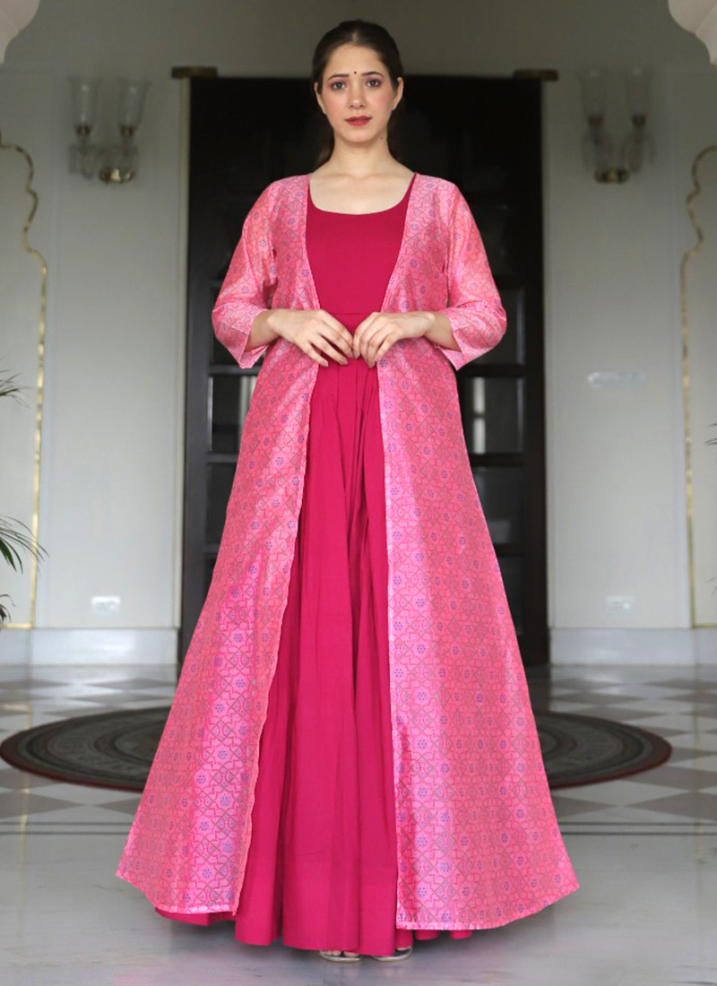 Suave Embroidery Work Jacket Style Designer Readymade Gown