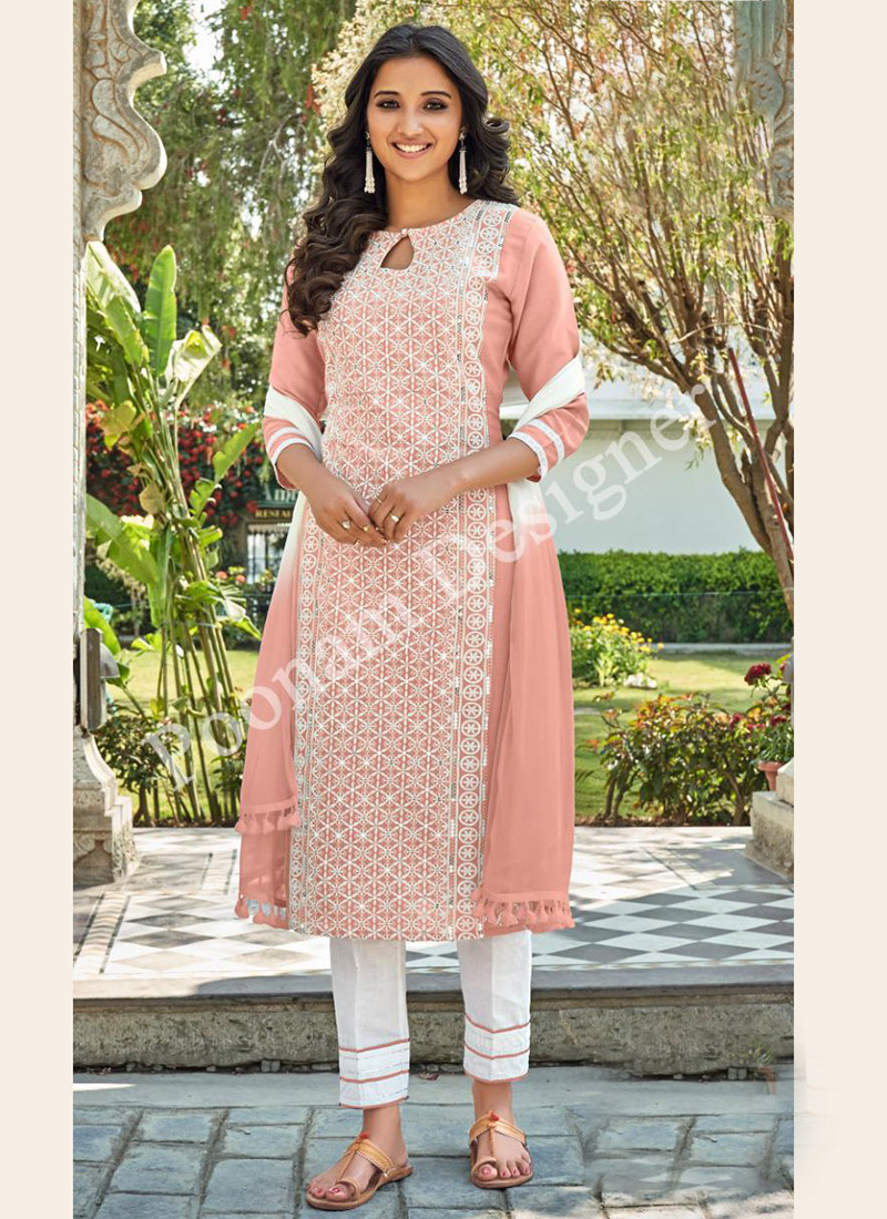 Gorgeous Lucknowi Poonam Readymade Cotton Slub Salwar Suits Collection ...