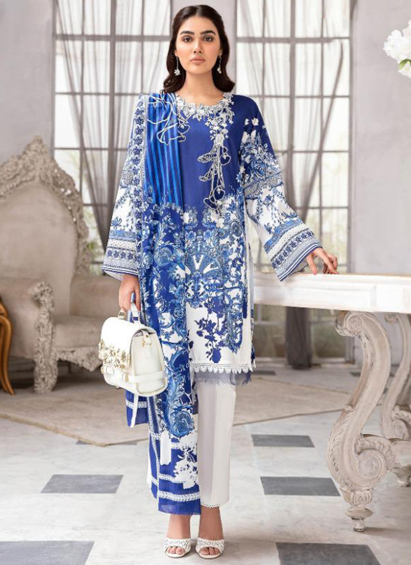 white and blue pakistani dress