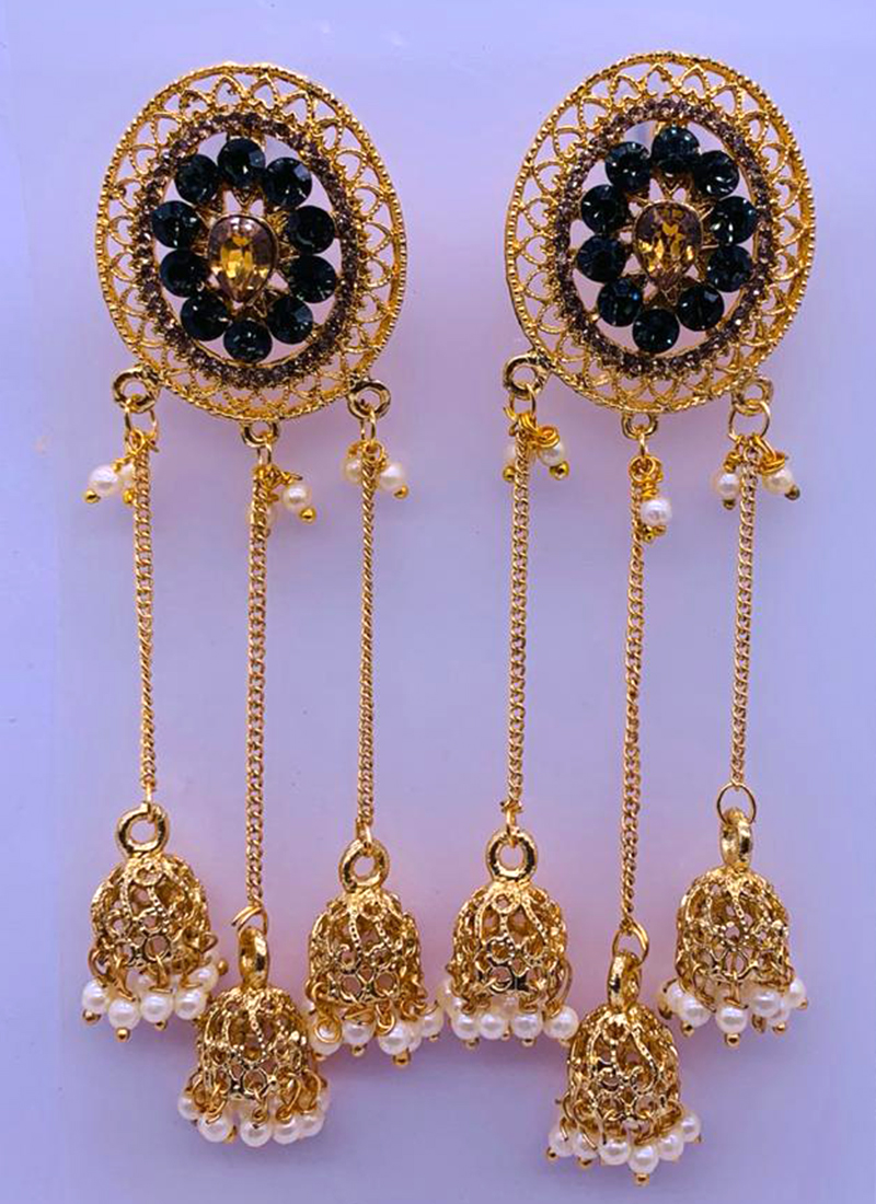 Trendy Long Tassel GoldBlack Asymmetric Dangle Drop Earrings  Neshe  Fashion Jewelry