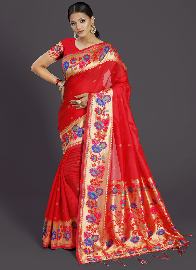 Buy Party Wear Red Jacquard Art Silk Saree Online From Surat Wholesale Shop. Buy Party Wear Red Jacquard Art Silk Saree Online From Surat Wholesale Shop.