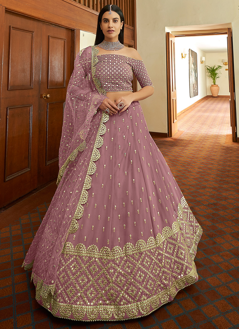 Buy Purple Velvet Wedding Wear Gota Patti Lehenga Choli Online From  Wholesale Salwar.