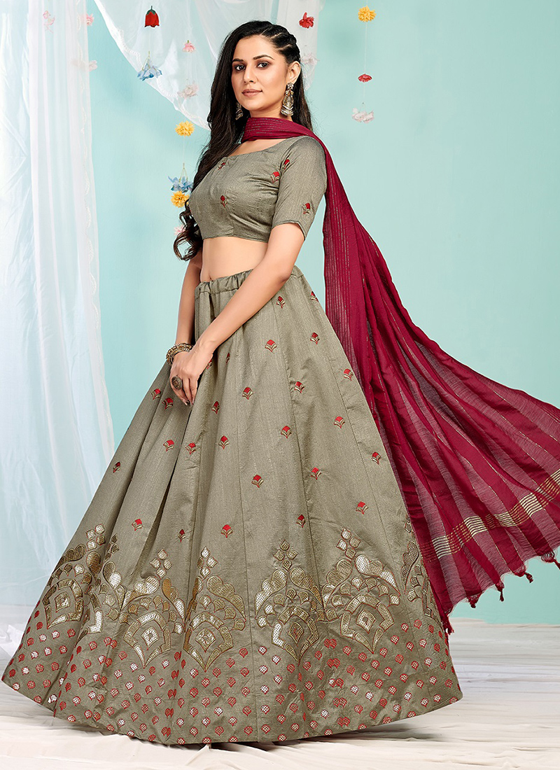 Buy Navy Blue Sequins & Gota Patti Work - Designer Lehenga Choli – Empress  Clothing