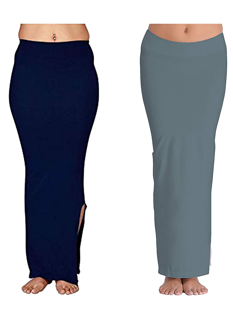 Buy Casual Wear Navy Blue And Grey Plain Work Lycra Combo