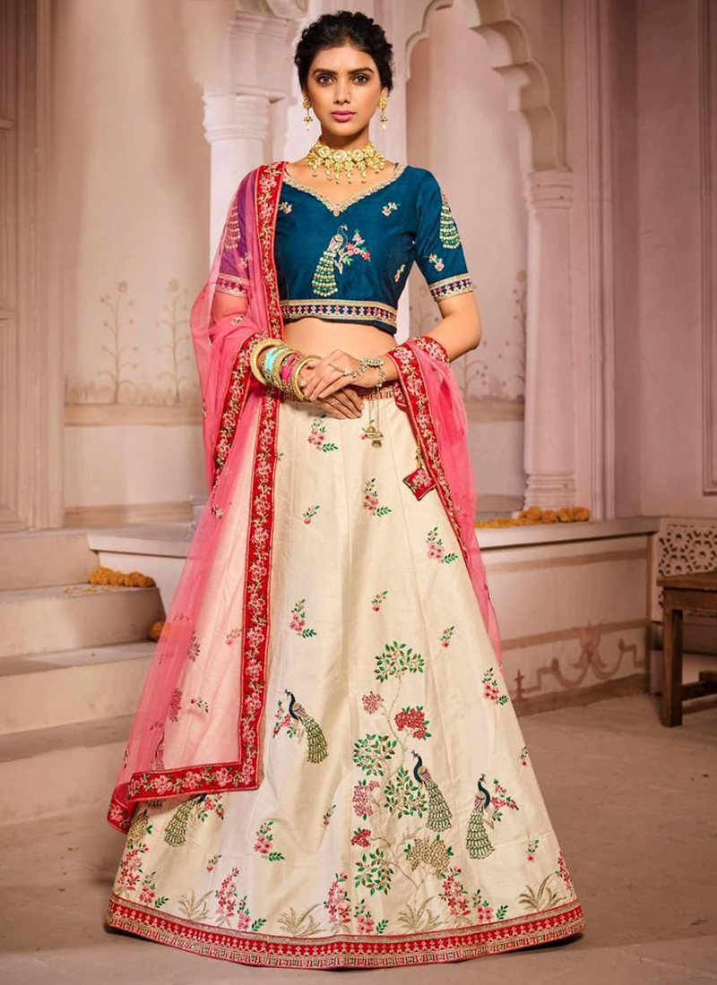 Designer Sangeet Sandhiya Zari Weaving Silk Lehenga Choli -- Miraamall -  USA UK Canada