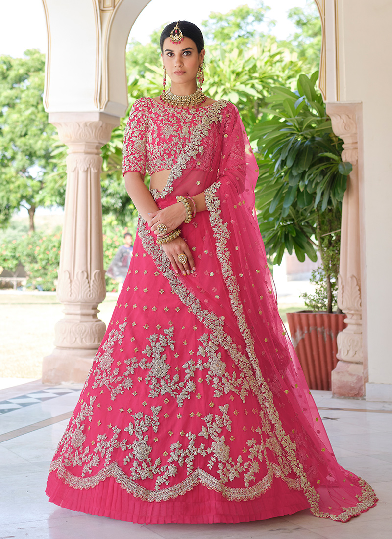 Light Pink Golden Embroidered Wedding Lehenga Choli | Wedding lehenga  designs, Wedding lehenga, Embroidered wedding