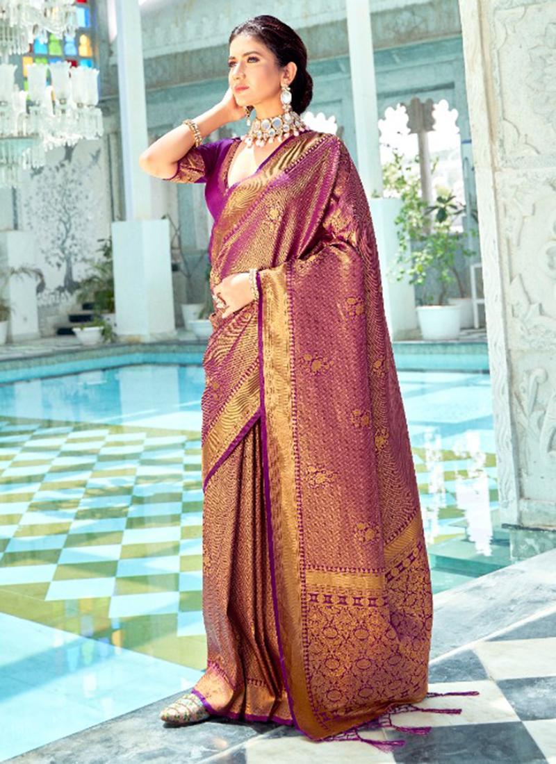 Burgundy satin drape sari and blouse | Maroon saree, Blouses for women,  Drape saree