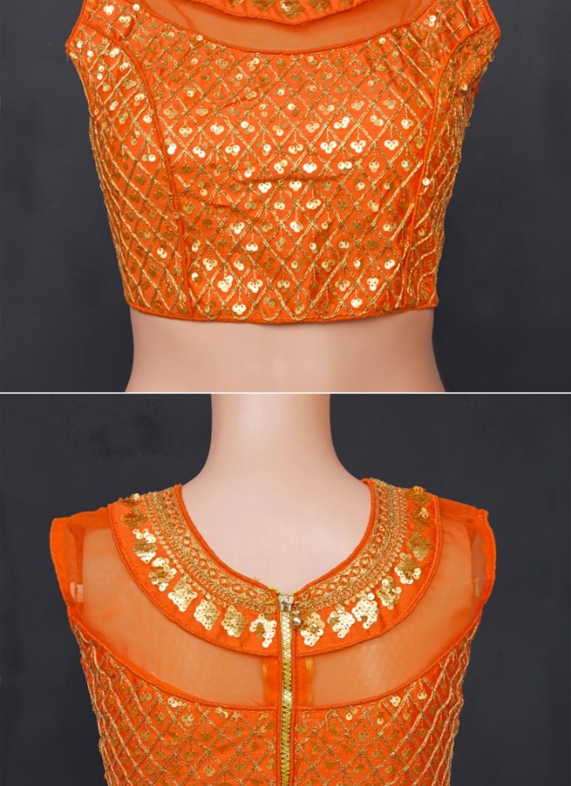 Buy Party Wear Orange Phantom Silk Sequins Work Blouse Online ...