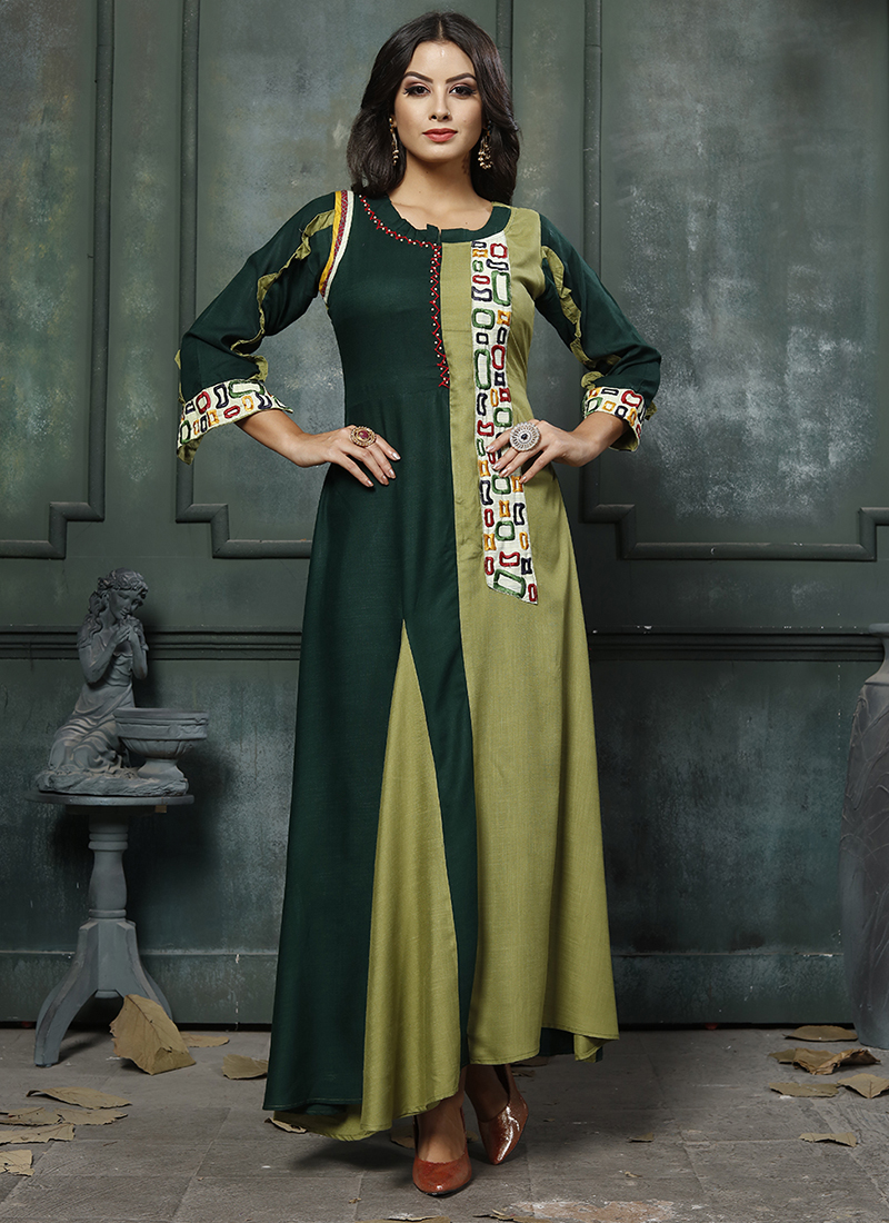 Heavy Georgette Print With Full inner Long Kurti with Belt  Eown Online  Shopping