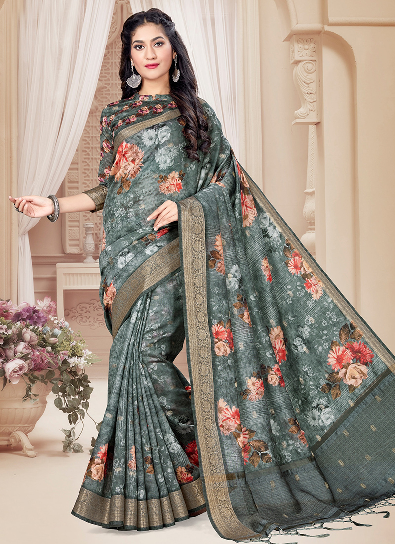 Digital Printed Art Silk Saree in Pink : SWS6909