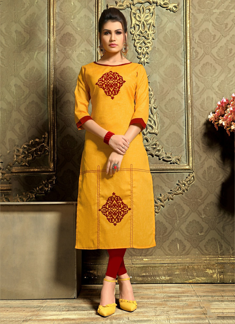 Buy SWASTI Women Printed Pure Cotton Plus Size Straight Kurta Yellow 50  at Amazonin
