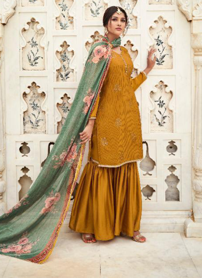 sharara suit in silk