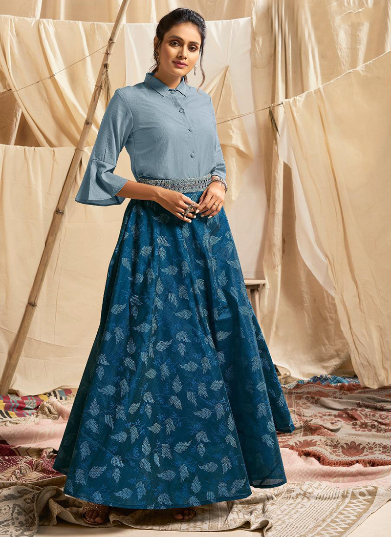 Buy Punit Balana Beige Silk Chanderi Floral Print Skirt Set Online  Aza  Fashions