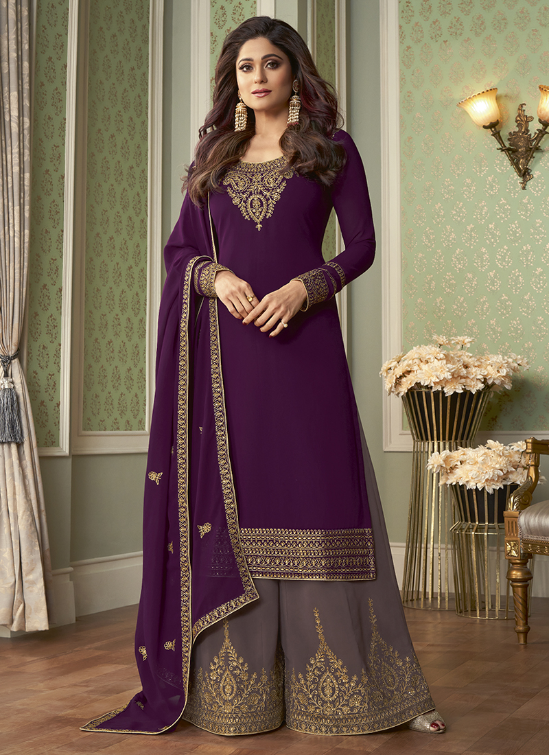 Superb Aashirwad Real Georgette Wedding Wear Palazzo Suits Collection ...