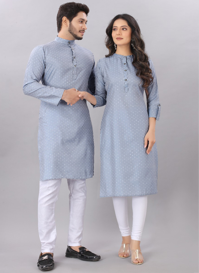 Couple Kurta Banwery Dying Cotton Latest Designer Couple Kurta Combo ...